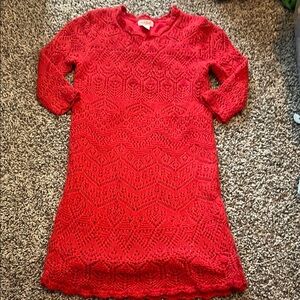 Cat & Jack Red Knit Lined Girls Dress